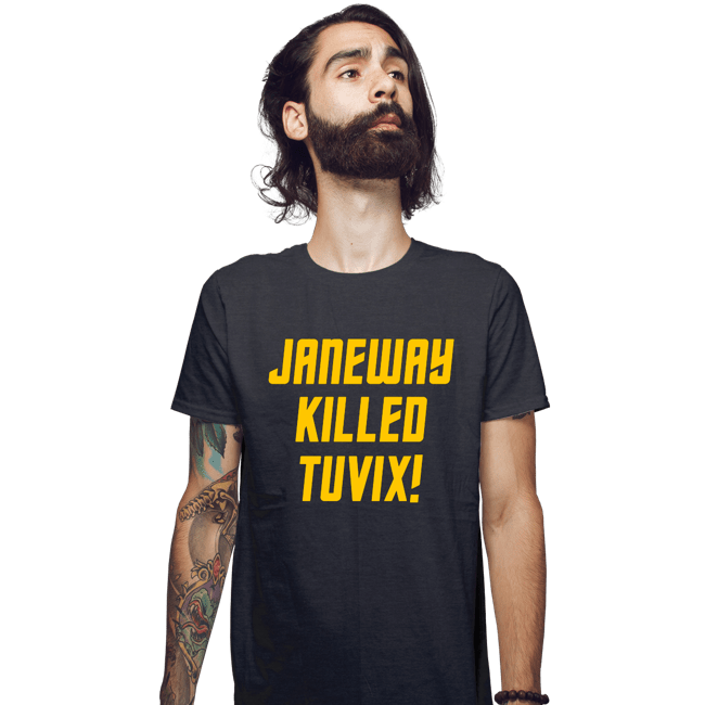 Daily_Deal_Shirts Fitted Shirts, Mens / Small / Dark Heather Janeway Killed Tuvix!