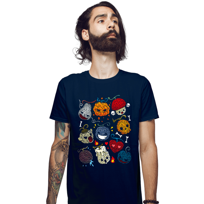 Daily_Deal_Shirts Fitted Shirts, Mens / Small / Navy Halloween Fruit