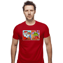 Load image into Gallery viewer, Daily_Deal_Shirts Fitted Shirts, Mens / Small / Red Santa Yelling At Grinch
