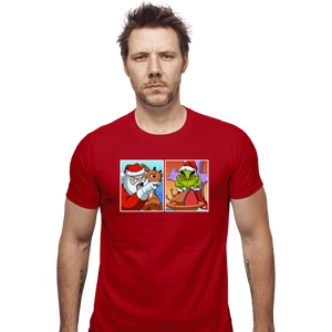 Daily_Deal_Shirts Fitted Shirts, Mens / Small / Red Santa Yelling At Grinch