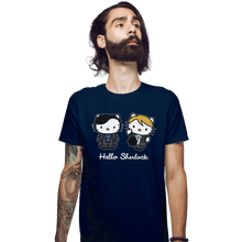 Load image into Gallery viewer, Shirts Fitted Shirts, Mens / Small / Navy Hello Sherlock
