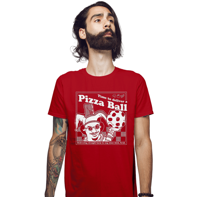 Daily_Deal_Shirts Fitted Shirts, Mens / Small / Red Pizza Ball