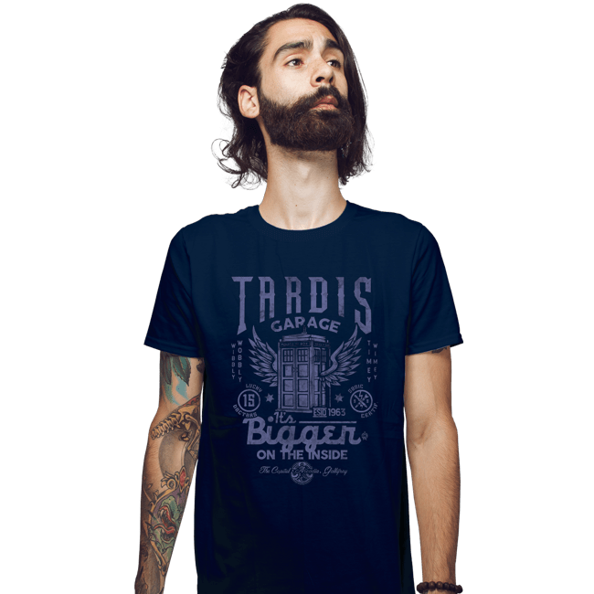 Daily_Deal_Shirts Fitted Shirts, Mens / Small / Navy Tardis Garage