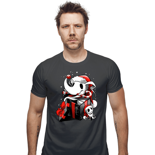Daily_Deal_Shirts Fitted Shirts, Mens / Small / Charcoal Christmas Ghost Dog