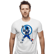Load image into Gallery viewer, Shirts Fitted Shirts, Mens / Small / White Blue Ranger Sumi-e
