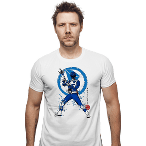 Shirts Fitted Shirts, Mens / Small / White Blue Ranger Sumi-e