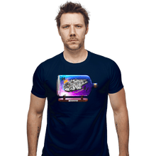 Load image into Gallery viewer, Daily_Deal_Shirts Fitted Shirts, Mens / Small / Navy Spaceship In A Bottle
