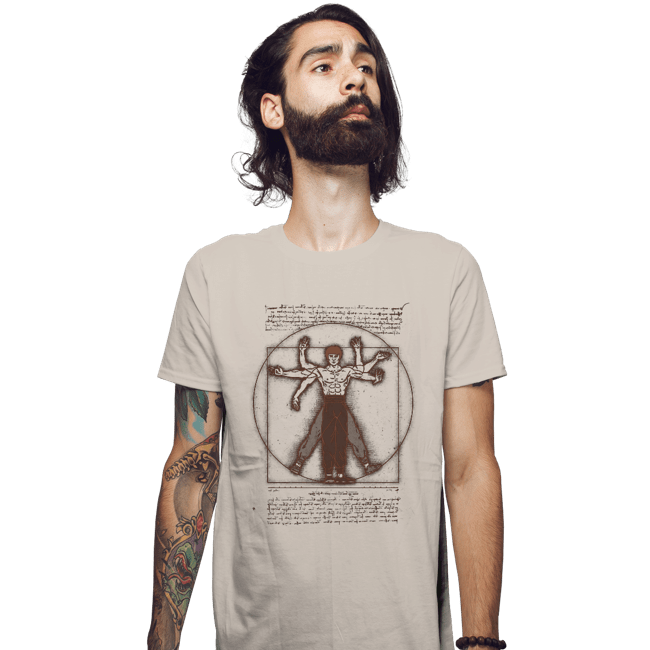 Daily_Deal_Shirts Fitted Shirts, Mens / Small / Sand Vitruvian Dragon
