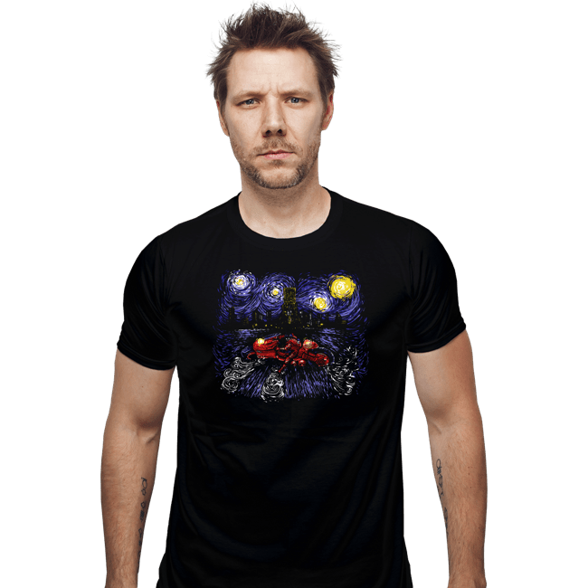 Daily_Deal_Shirts Fitted Shirts, Mens / Small / Black Starry Neo-Tokyo
