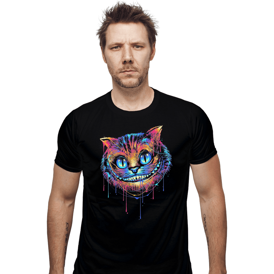 Shirts Fitted Shirts, Mens / Small / Black Colorful Cat