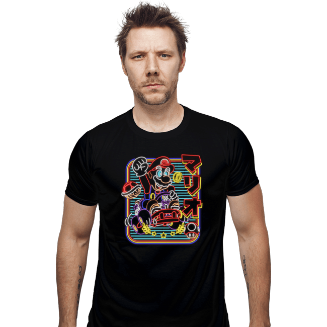 Daily_Deal_Shirts Fitted Shirts, Mens / Small / Black Neon Kart