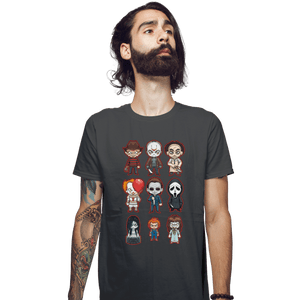 Daily_Deal_Shirts Fitted Shirts, Mens / Small / Charcoal Chibi Horror