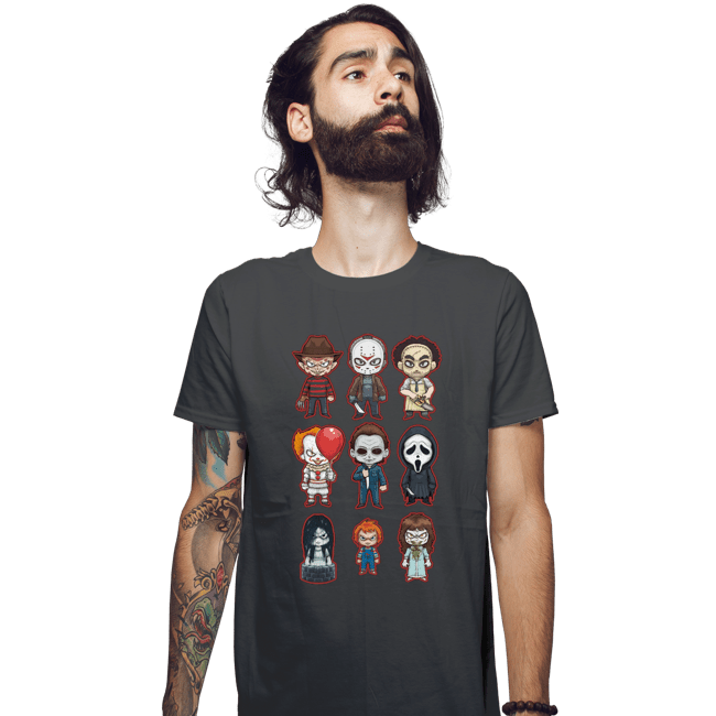 Daily_Deal_Shirts Fitted Shirts, Mens / Small / Charcoal Chibi Horror