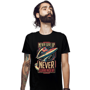 Secret_Shirts Fitted Shirts, Mens / Small / Black Never Surrender!
