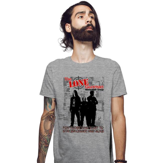Daily_Deal_Shirts Fitted Shirts, Mens / Small / Sports Grey The Lone Gunman Newspaper Group