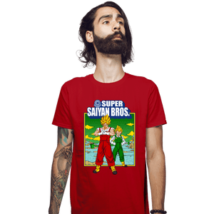 Shirts Fitted Shirts, Mens / Small / Red Super Saiyan Bros