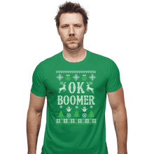 Load image into Gallery viewer, Shirts Fitted Shirts, Mens / Small / Irish Green OK Zoomer Ugly Christmas Sweater

