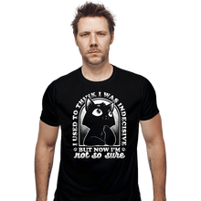 Load image into Gallery viewer, Shirts Fitted Shirts, Mens / Small / Black Indecisive Cat

