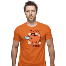 Load image into Gallery viewer, Shirts Fitted Shirts, Mens / Small / Orange Cute Devil Dog Big Size
