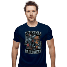 Load image into Gallery viewer, Secret_Shirts Fitted Shirts, Mens / Small / Navy Christmas VS Halloween
