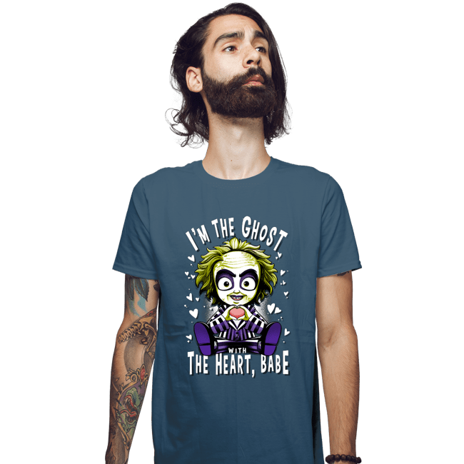 Daily_Deal_Shirts Fitted Shirts, Mens / Small / Indigo Blue I'm The Ghost With The Heart