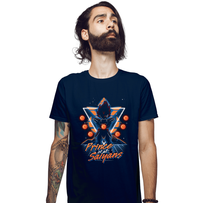 Shirts Fitted Shirts, Mens / Small / Navy Retro Saiyan Prince