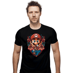 Secret_Shirts Fitted Shirts, Mens / Small / Black Mario Crest