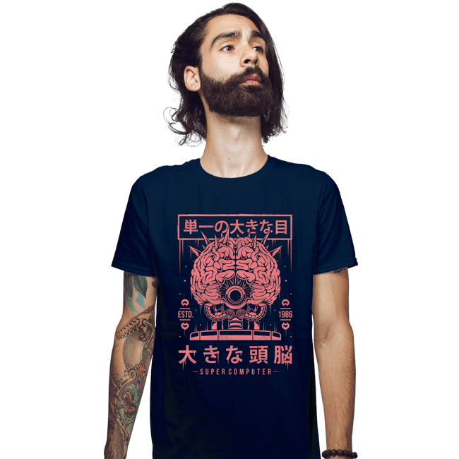 Daily_Deal_Shirts Fitted Shirts, Mens / Small / Navy Huge Brain