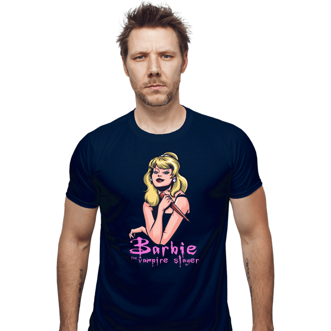 Daily_Deal_Shirts Fitted Shirts, Mens / Small / Navy Barbie The Vampire Slayer