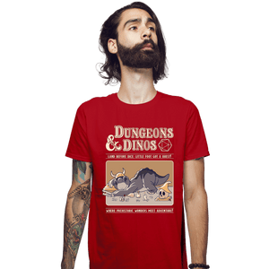 Daily_Deal_Shirts Fitted Shirts, Mens / Small / Red Dungeons And Dinos