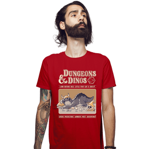 Daily_Deal_Shirts Fitted Shirts, Mens / Small / Red Dungeons And Dinos