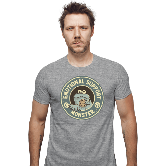 Daily_Deal_Shirts Fitted Shirts, Mens / Small / Sports Grey Emotional Support Monster