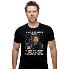 Load image into Gallery viewer, Shirts Fitted Shirts, Mens / Small / Black Hans Gruber Ugly Sweater
