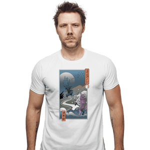 Daily_Deal_Shirts Fitted Shirts, Mens / Small / White Unicorn Ukiyo-e