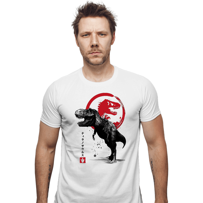 Shirts Fitted Shirts, Mens / Small / White Tyrannosaurus sumi-e halftones