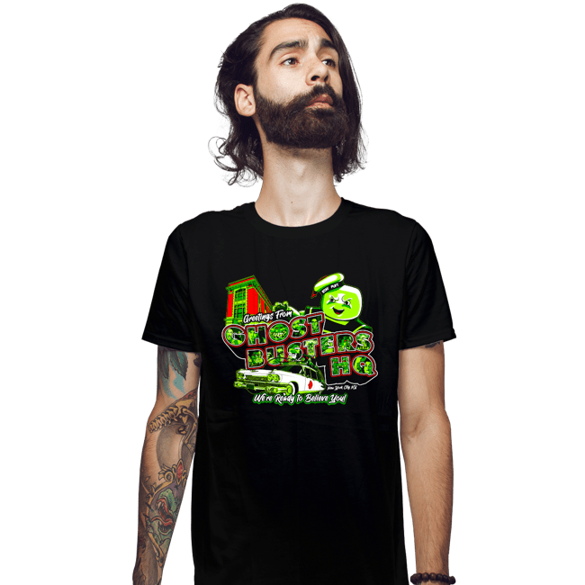 Secret_Shirts Fitted Shirts, Mens / Small / Black Greetings From Ghost HQ