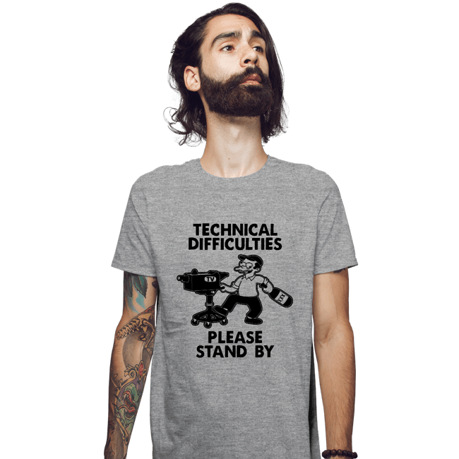 Daily_Deal_Shirts Fitted Shirts, Mens / Small / Sports Grey Technical Difficulties