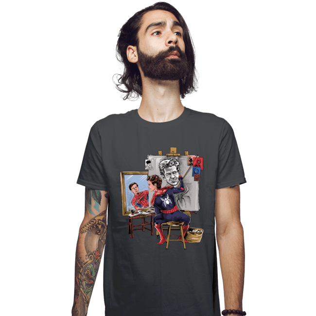 Daily_Deal_Shirts Fitted Shirts, Mens / Small / Charcoal Spidey Portrait
