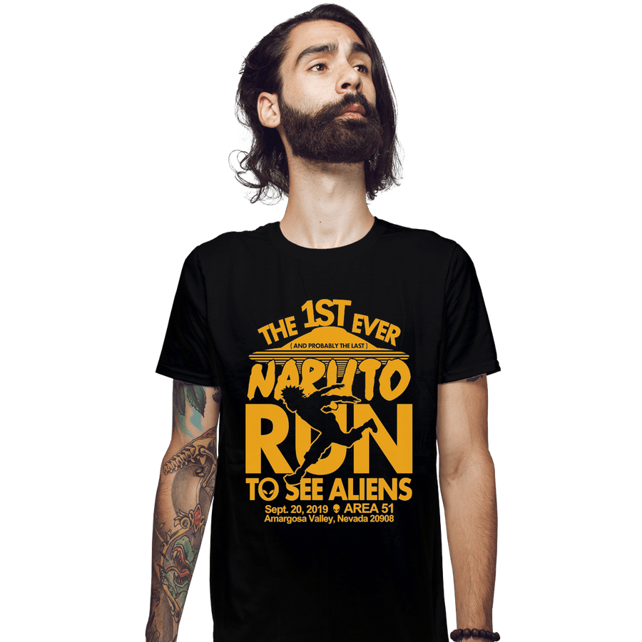 Shirts Fitted Shirts, Mens / Small / Black Naruto Run For Aliens