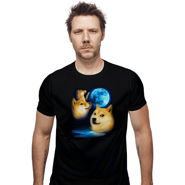 Shirts Fitted Shirts, Mens / Small / Black Three Doge Moon
