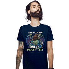 Load image into Gallery viewer, Shirts Fitted Shirts, Mens / Small / Navy Life Is An RPG
