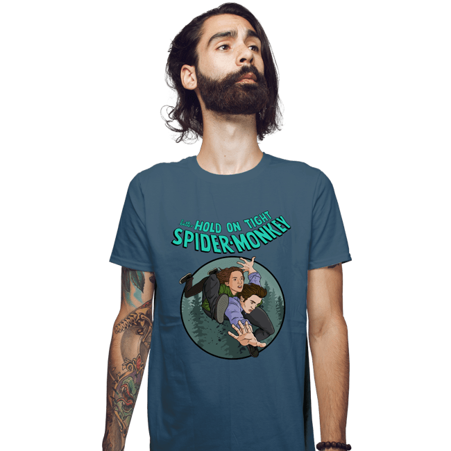 Daily_Deal_Shirts Fitted Shirts, Mens / Small / Indigo Blue Spider-Monkey