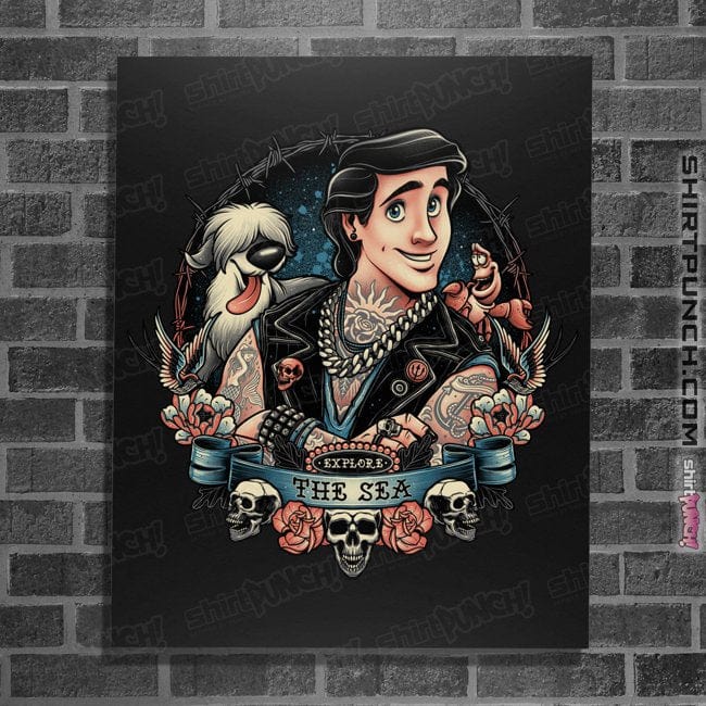 Daily_Deal_Shirts Posters / 4"x6" / Black Explore The Sea
