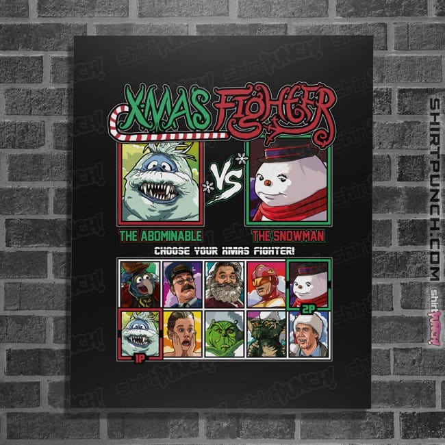 Daily_Deal_Shirts Posters / 4"x6" / Black Xmas Fighter