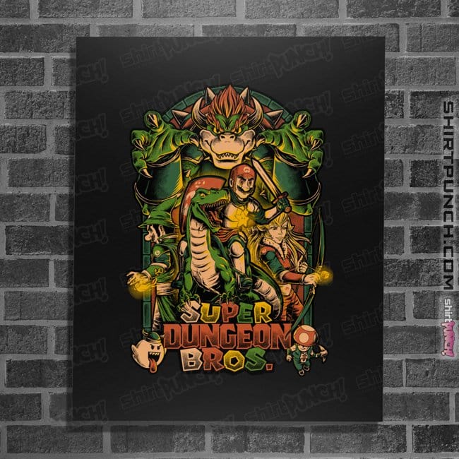 Secret_Shirts Posters / 4"x6" / Black Super Dungeon Bros!