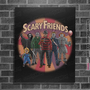 Daily_Deal_Shirts Posters / 4"x6" / Black Scary Friends