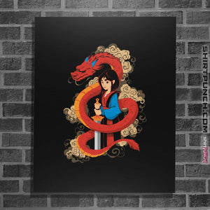 Shirts Posters / 4"x6" / Black Mulan And The Dragon