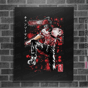 Daily_Deal_Shirts Posters / 4"x6" / Black Chainsaw Sumi-E