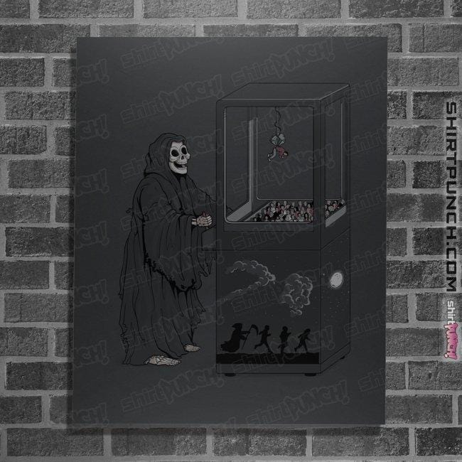 Shirts Posters / 4"x6" / Dark Heather Death Is Random
