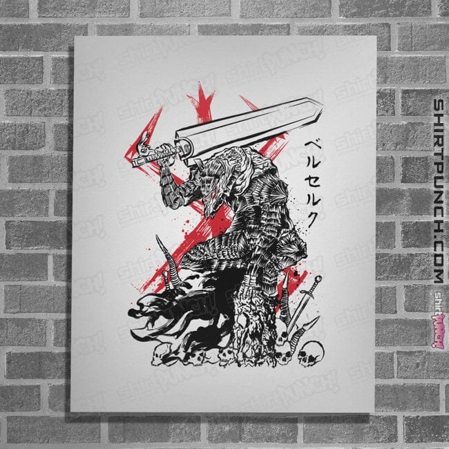 Daily_Deal_Shirts Posters / 4"x6" / White Lone Swordsman sumi-e